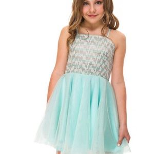 A beautiful mint and tuille girls party dress